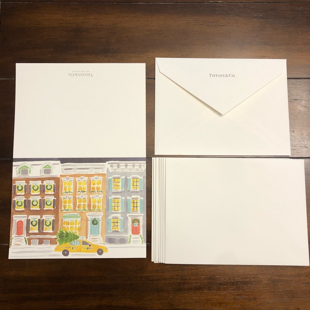 (8) Tiffany Christmas Cards with matching envelopes and box - Taxi in the City - Picture 4 of 8